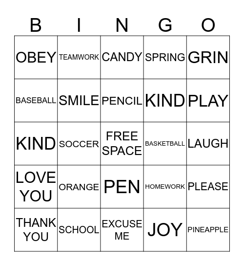 I KNOW THESE Bingo Card