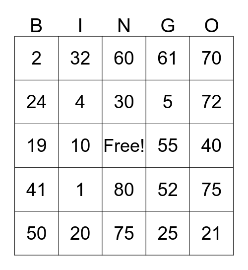 GILES FAMILY  Bingo Card