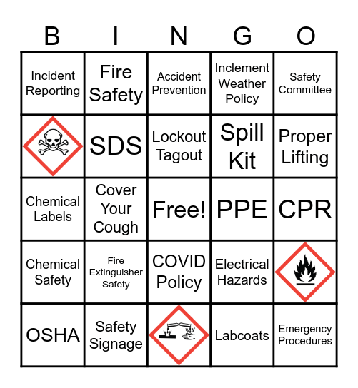 Safety Bingo Card