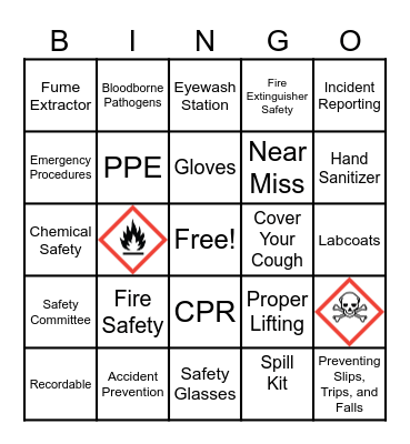 Safety Bingo Card