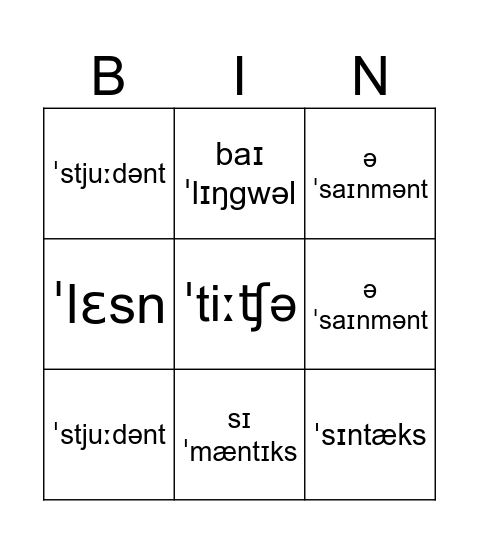 MESULI'S BINGO CARDS Bingo Card