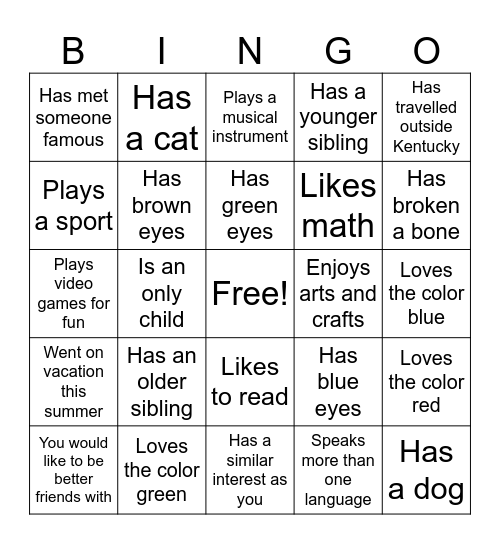 Find Someone Who... Bingo Card