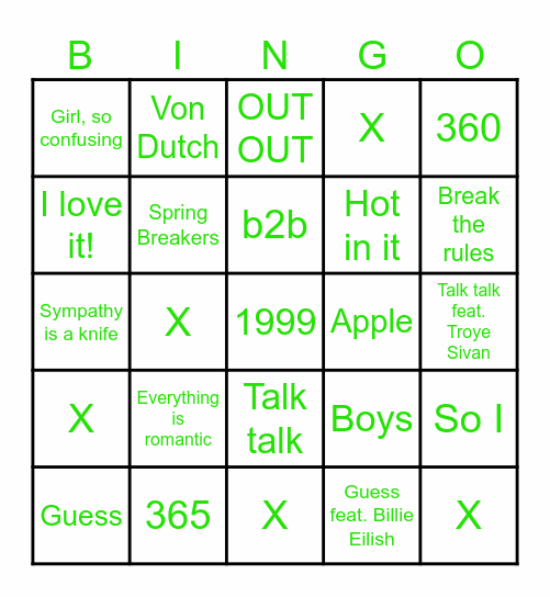 brat bingo Card
