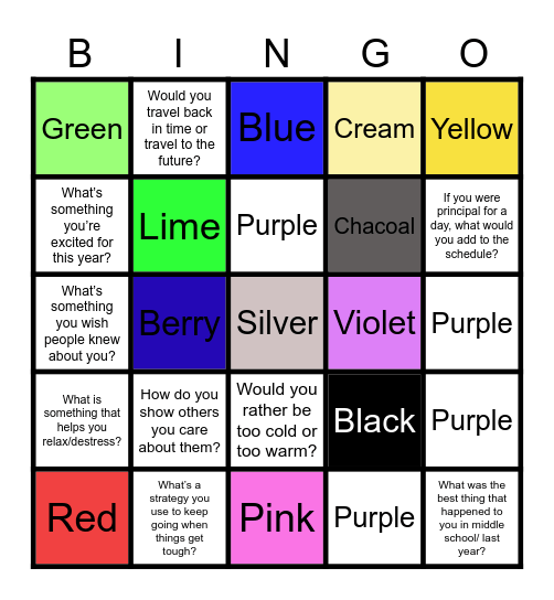 Color Bingo Card