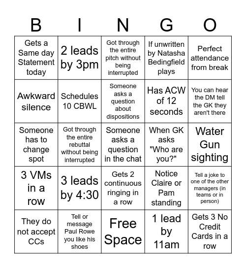 Statement Seekers Bingo Card