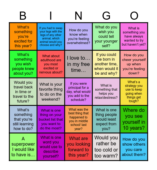 Getting to Know You BINGO! Bingo Card