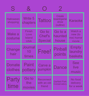 September & October 2024 Bingo Card