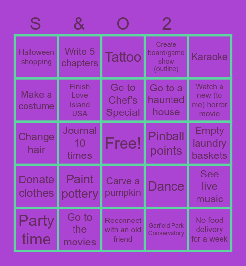September & October 2024 Bingo Card