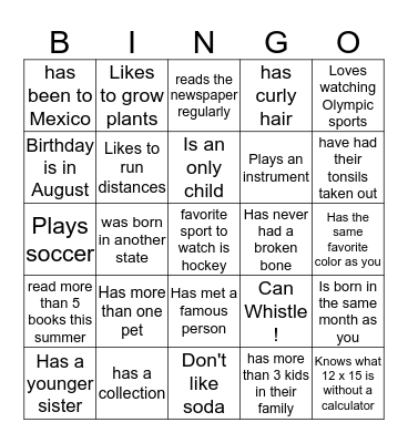 First day bingo ! Bingo Card