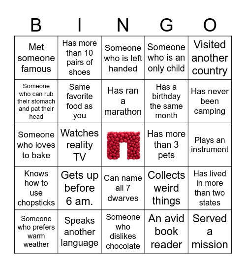 Mingle Bingo Card
