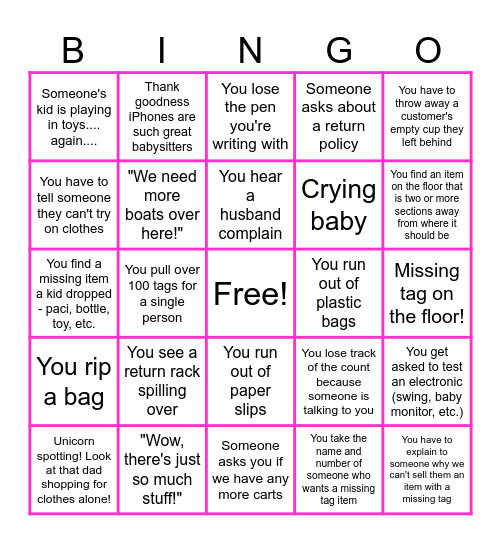Consignment Presale Bingo Sept. '24 Bingo Card