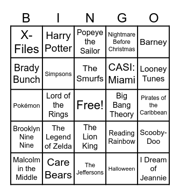 Theme Songs Bingo Card