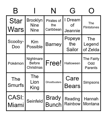 Theme Songs! Bingo Card