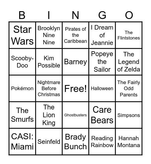 Theme Songs! Bingo Card