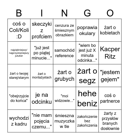 Profciarskie Bingo Card