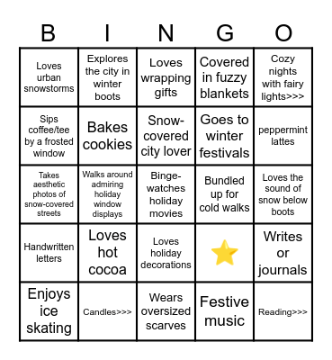 Downtown winter Bingo Card