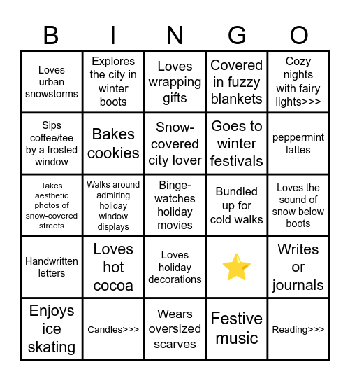 Downtown winter Bingo Card