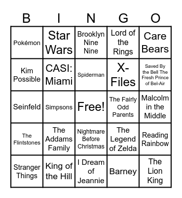 Theme Songs Bingo Card