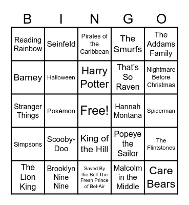 Theme Songs Bingo Card