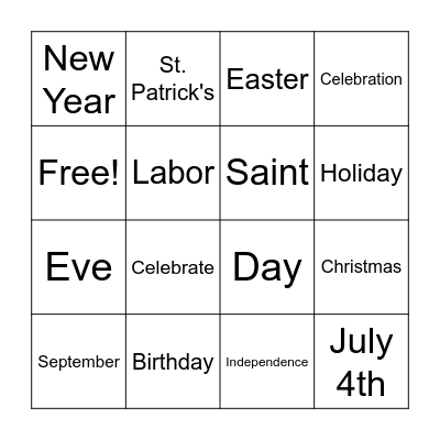 Important dates Bingo Card