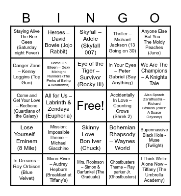 Movies & TV Bingo Card