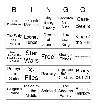 Theme Songs! Bingo Card