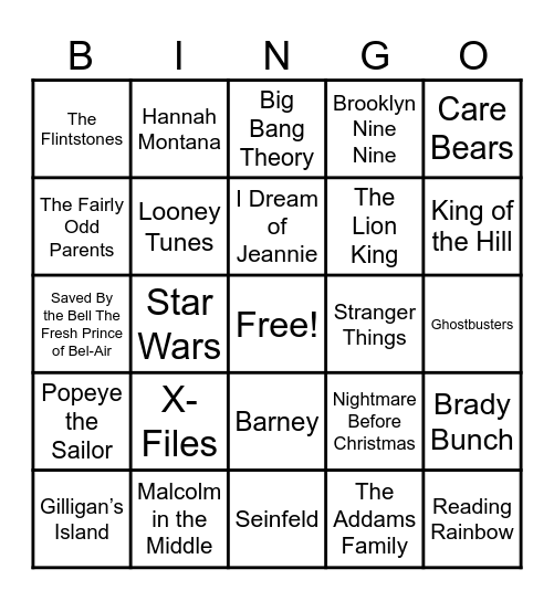 Theme Songs! Bingo Card