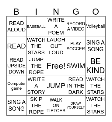SUMMER READING CLUB Bingo Card