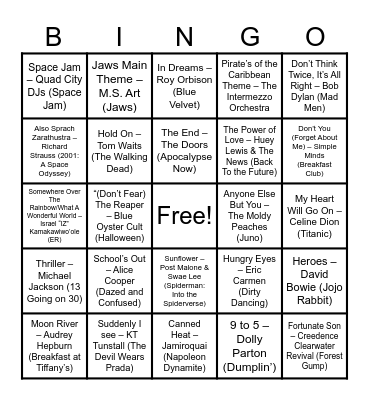 Movies & TV Bingo Card