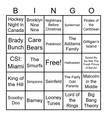 Theme Songs Bingo Card