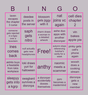 disronpa Bingo Card