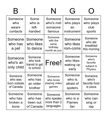 Human Bingo Card