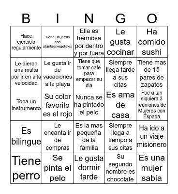 Mujeres Bingo Card