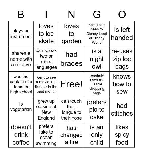 Special Education Group Bingo Card