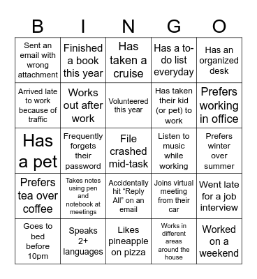 Office Bingo Card