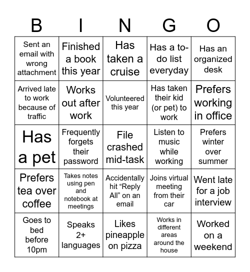 Office Bingo Card