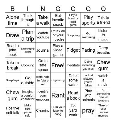 Class Coping Skills Bingo Card