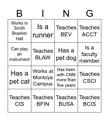 BHT Get to Know You Bingo Card