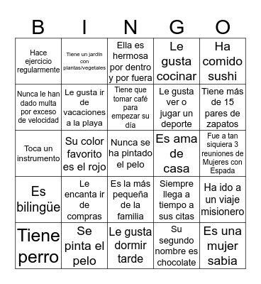 Mujeres Bingo Card