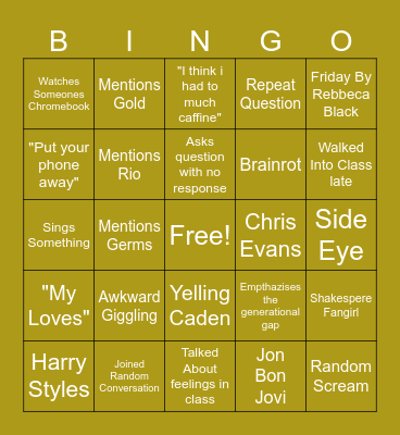 Fergerson Bingo Card