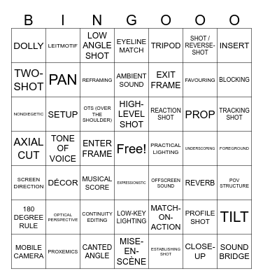 Film Terms: Week 1 Bingo Card