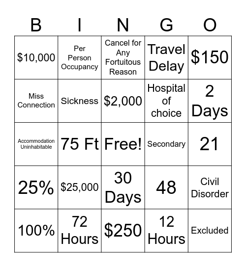 Essential Bingo Card