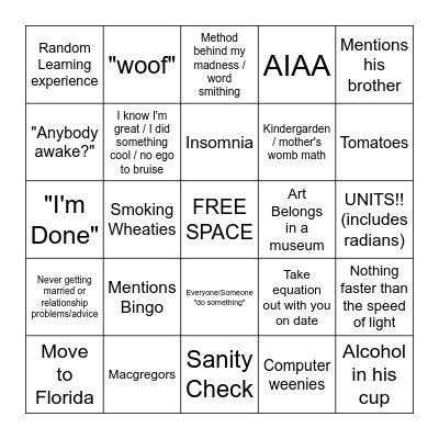CRASSIDIS BINGO Card