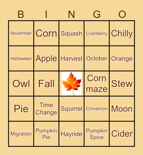 Autumn Bingo Card