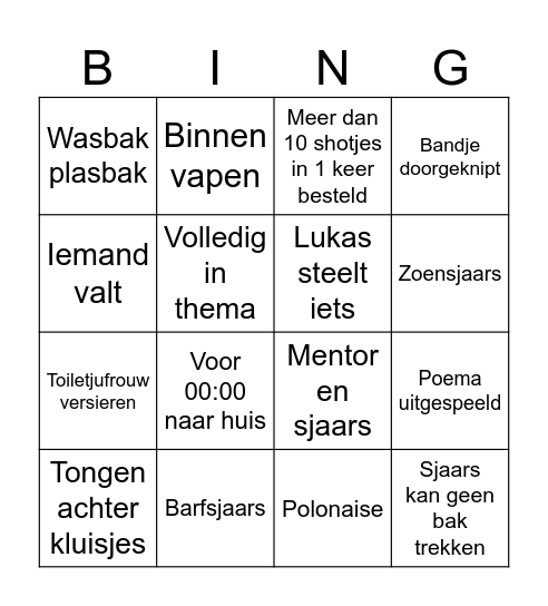 Intro eindfeest Bingo Card