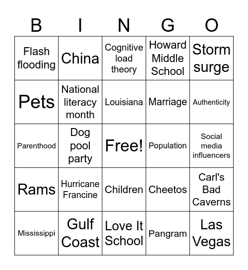 CNN 10 9/12/24 Bingo Card
