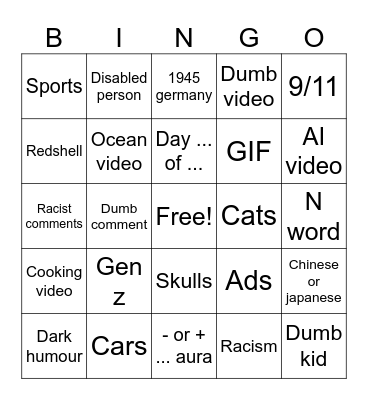 Insta reels Bingo Card