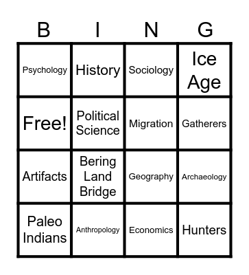 Social Sciences Bingo Card