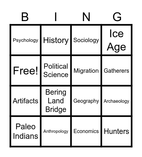 Social Sciences Bingo Card