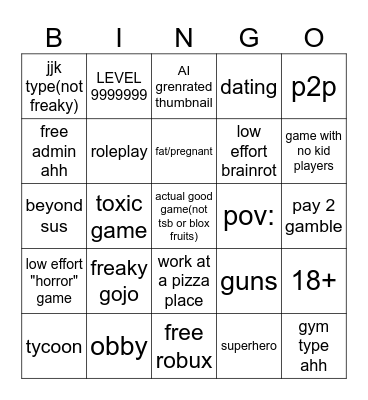 roblox bingo Card